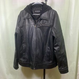 Guess Black Leather Jacket Mens Size Medium